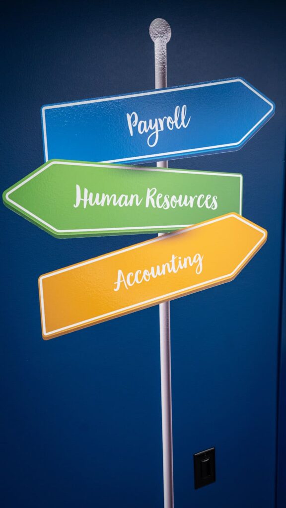 Axcet payroll human resources accounting services crossroads sign
